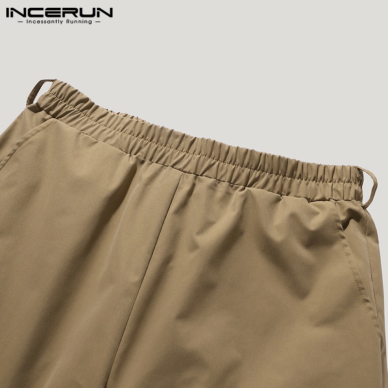 Bộ quần áo INCERUN gồm blazer tay 3/4 + quần short co giãn thời trang Hàn Quốc cho nam
