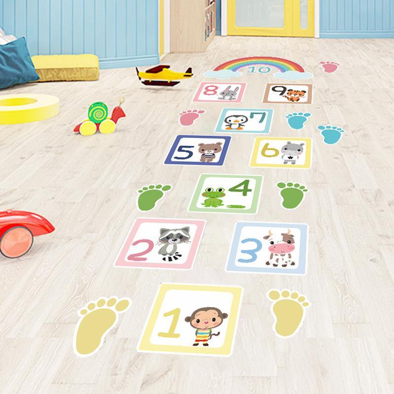 Nhãn Dán Sàn Nhà Họa Tiết Mảnh Ghép Đánh Số Sáng Tạo | Bộ Đồ Chơi Đánh Số Vui Nhộn Dành Cho Trẻ