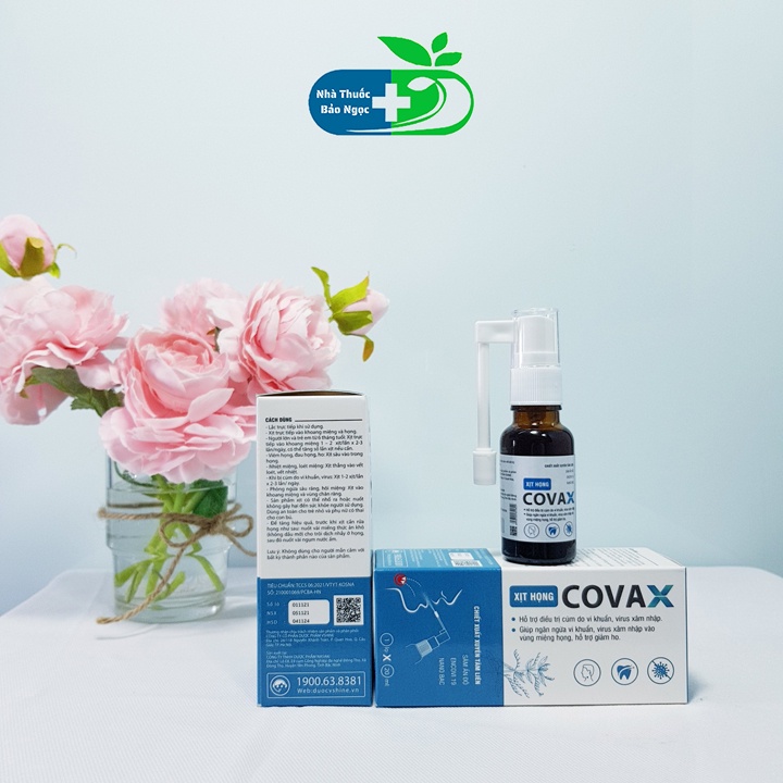 Xịt họng covax chiết xuất xuyên tâm liên hỗ trợ cảm cúm do vi khuẩn, virut giảm rát họng,viêm họng
