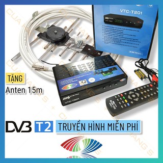 Đầu thu DVB T2 kỹ thuật số kèm Ăng ten 12m VTC T201 miễn phí truyền hình số mặt đất