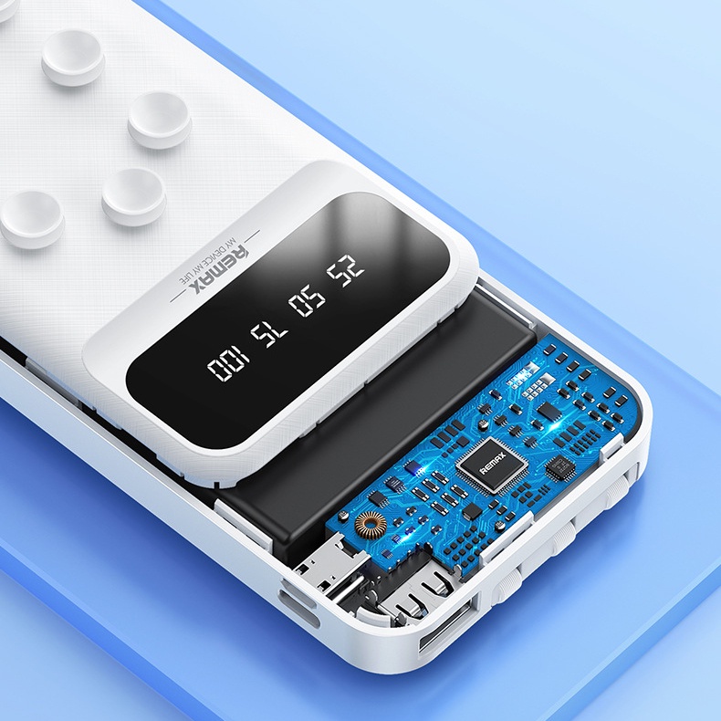 Pin dự phòng Remax 10000mAh RPP-27 Lefen Series  kèm cáp 3 đầu - tích hợp cao su hít giữ (trắng) Nhất Tín Computer