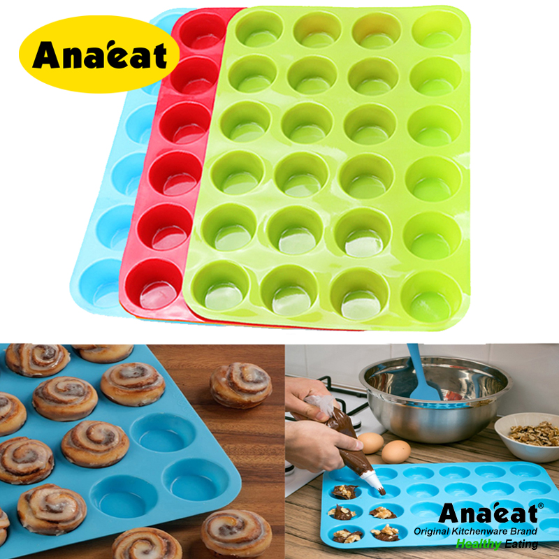 Khuôn Bánh ANAEAT Chất Liệu Silicon Với 24 Mini Ô Dùng Làm Bánh Muffin/Cookies/Cupcake Dịp Giáng Sinh DIY