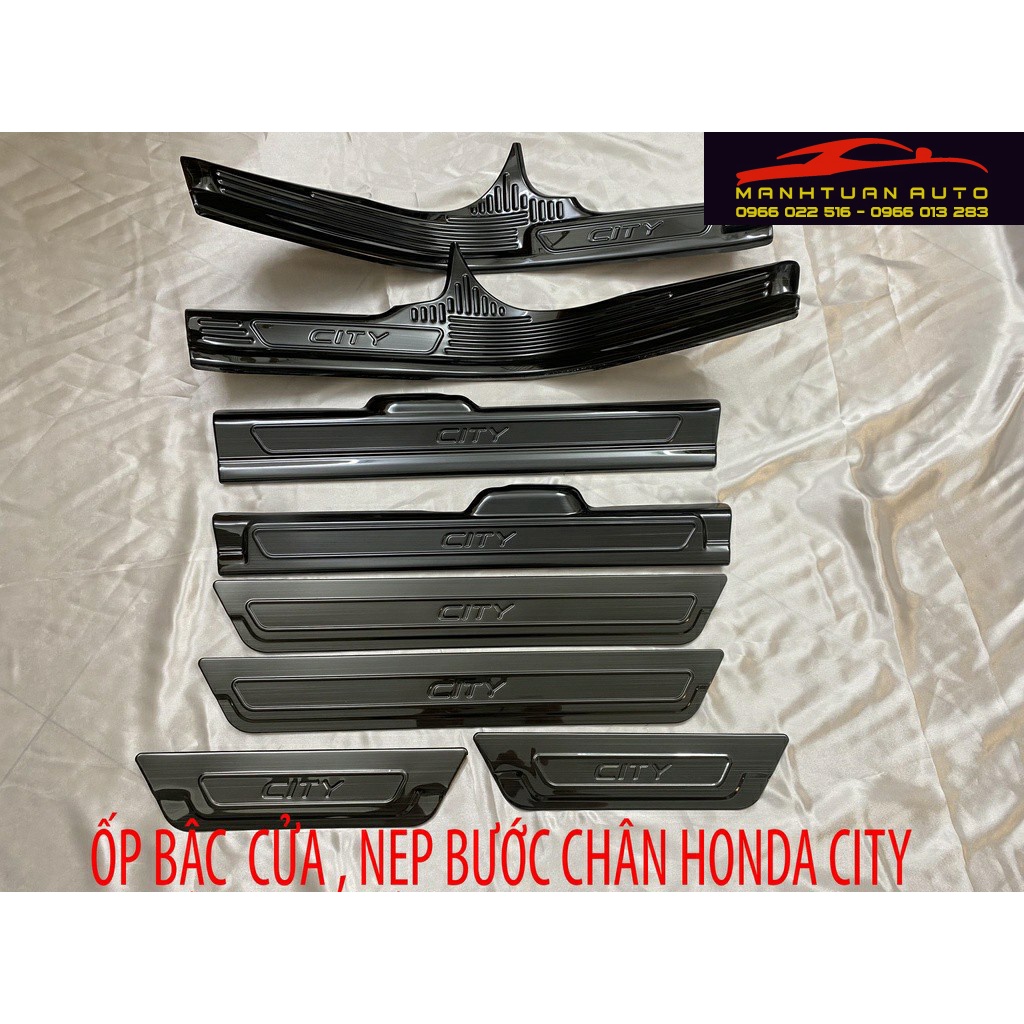 Ốp bậc chân trong, ngoài xe Honda City 2015 - 2022 chất liệu Titan cao cấp
