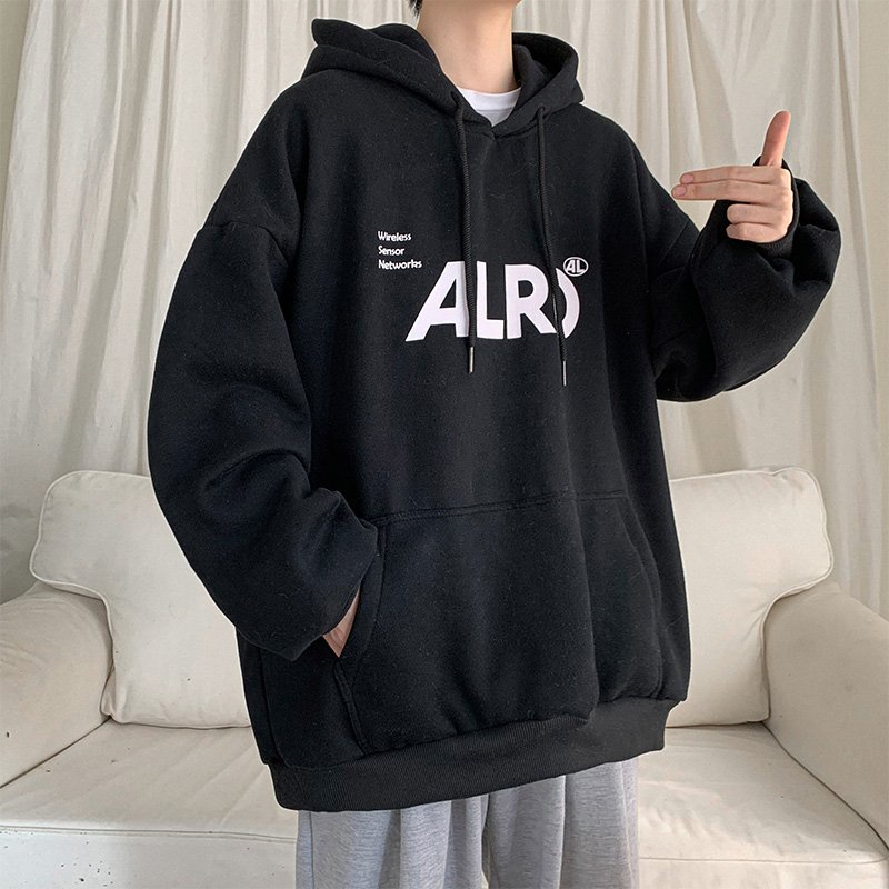 Áo Khoác Hoodie Dáng Rộng Tay Dài Phối Nhung Kiểu Nhật Bản Thời Trang Mùa Thu Năm 2021 Cho Nam