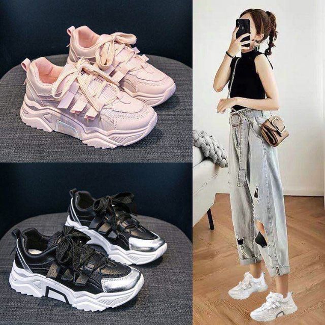 [Mã FAGREEN245 giảm 10% tối đa 30k đơn từ 99k] Giầy nữ siêu cá tính, dây to phong cách hàn 2020 mã T24