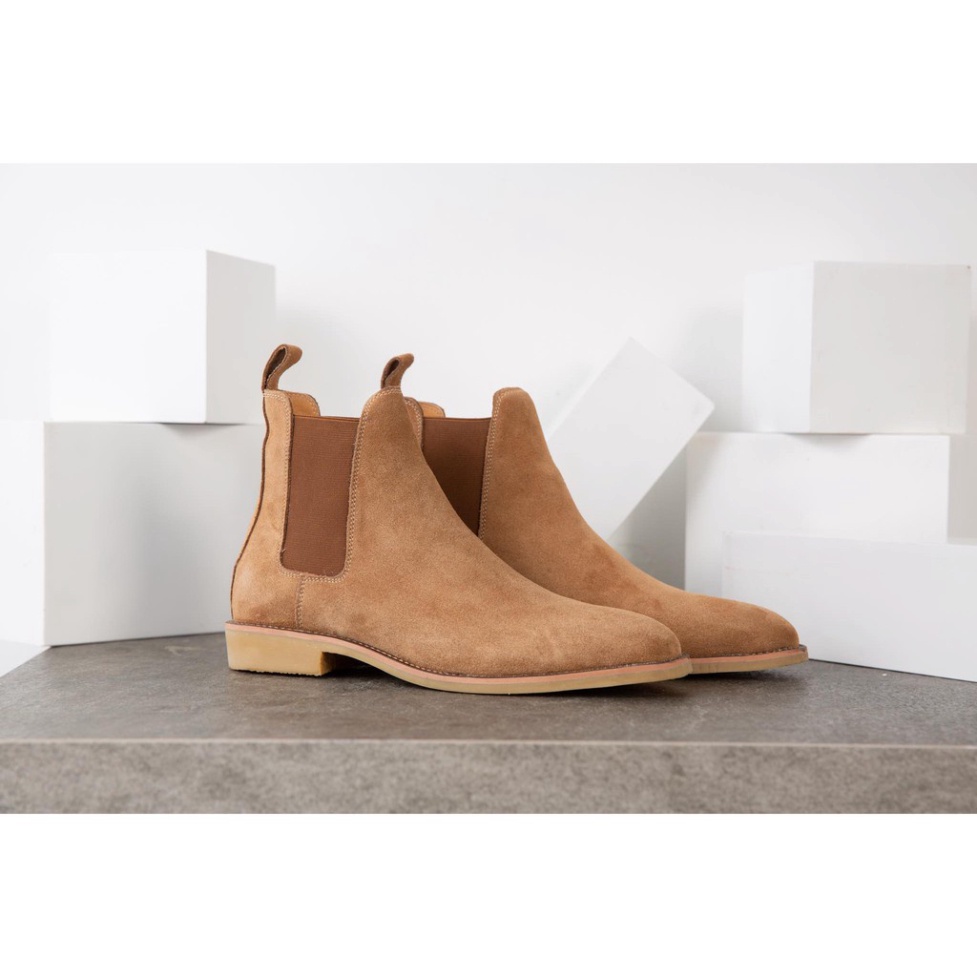 Giày Chelsea boots cao cổ thời trang nam chất liệu da lộn màu nâu đế độn 3.5cm | BigBuy360 - bigbuy360.vn