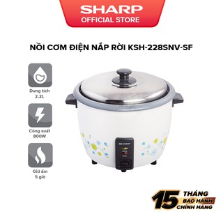 Nồi Cơm Điện Nắp Rời Sharp KSH-228SNV-SF 2.2L [850W, Chống Dính, Xửng Hấp & Muỗng]