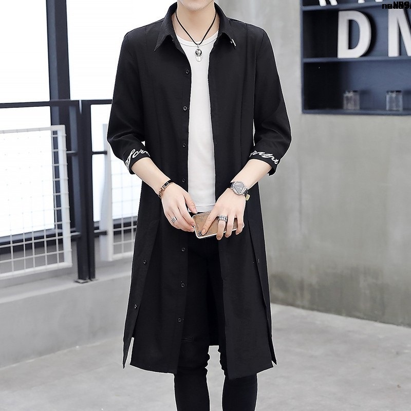 Áo Khoác Gió Dáng Dài Chống Gió Tay Lửng Phong Cách Trung Hoa Thời Trang Mùa Hè Cho Nam