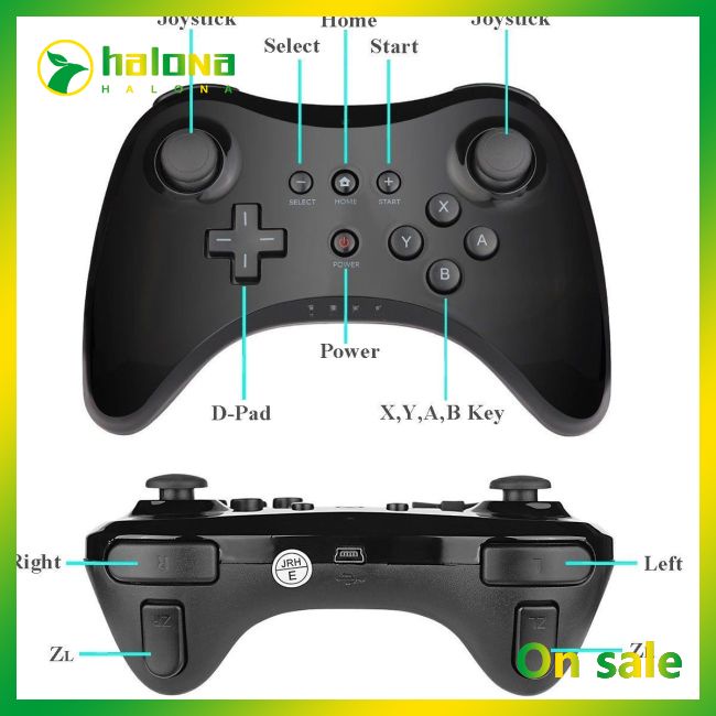 Halo Wireless Classic Pro Controller Joystick Gamepad for Nintend wii U Pro with USB Cable