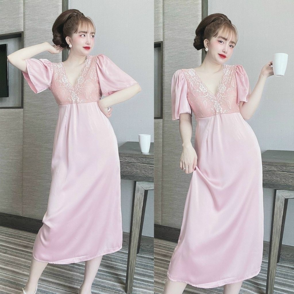 Váy ngủ sexy ❣️FREE SHIP❣️ Đầm ngủ sexy lụa Latin Chất Siêu Mát Dáng Siêu Xinh&lt;62KG