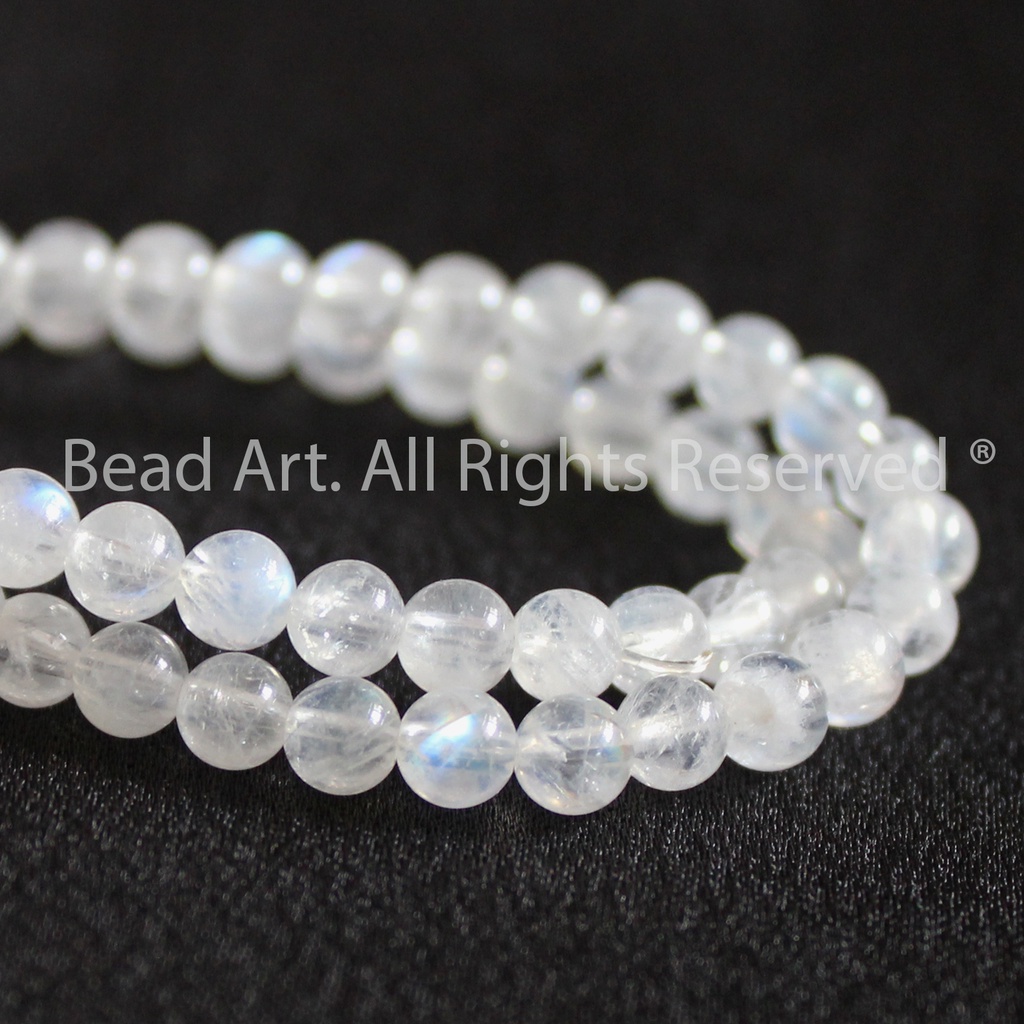 5 Hạt/10 Hạt Đá Mặt Trăng (Moonstone) Ánh Cầu Vồng 4mm (Loại AA), Đá Phong Thuỷ, Kim, Thuỷ S47 - Bead Art