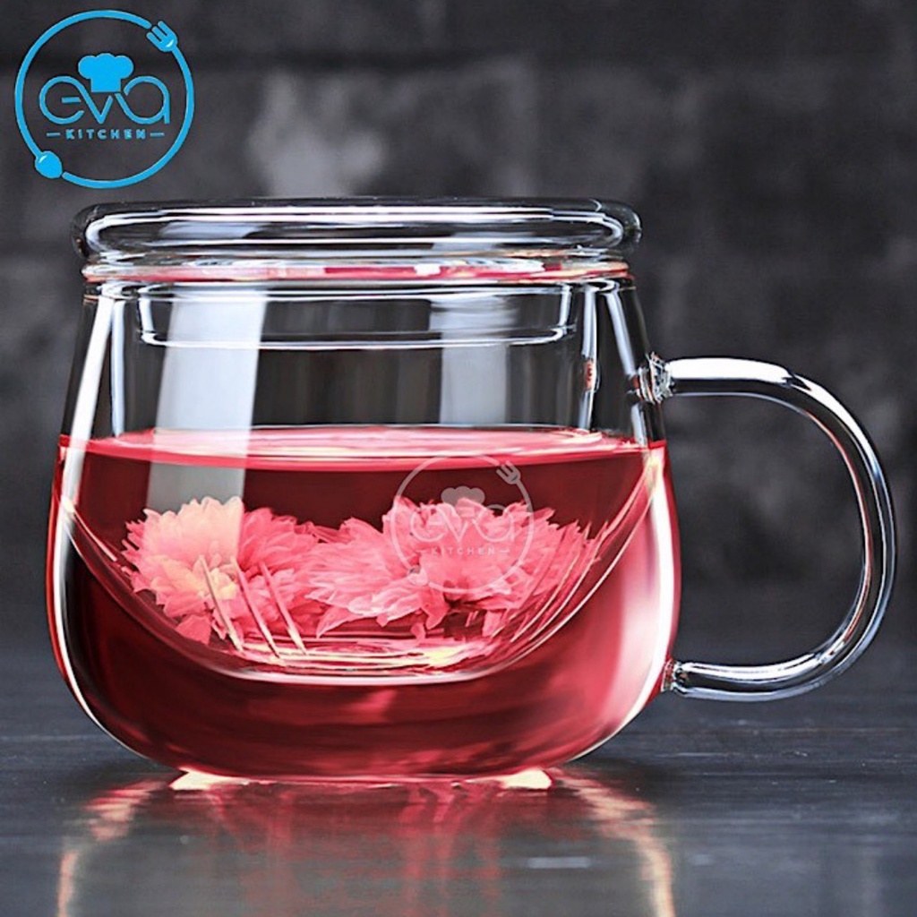 Ly Thủy Tinh Kèm Lõi Lọc Trà Chịu Nhiệt Round Cup 350 Ml
