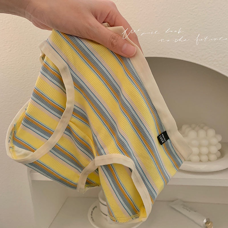 Quần Lót Lưng Vừa Kẻ Sọc Ngang Dễ Thương Cho Nữ