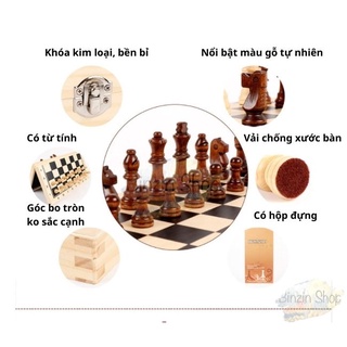 Cờ vua gỗ nam châm (tặng kèm 2 hậu)