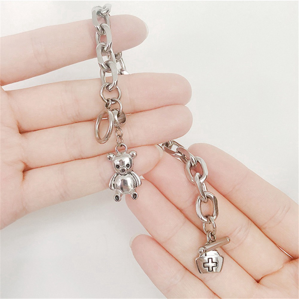 Vòng tay kim loại mặt hình gấu đáng yêu cho cặp đôi