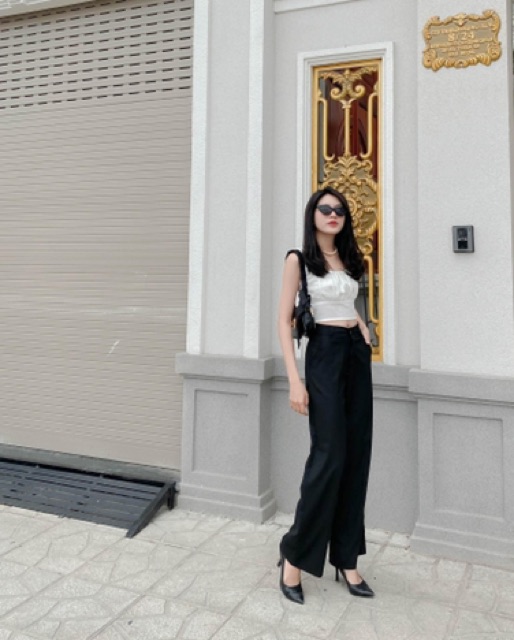 Quần ống rộng Basic Pants LUCETFASHION, quần tây nữ