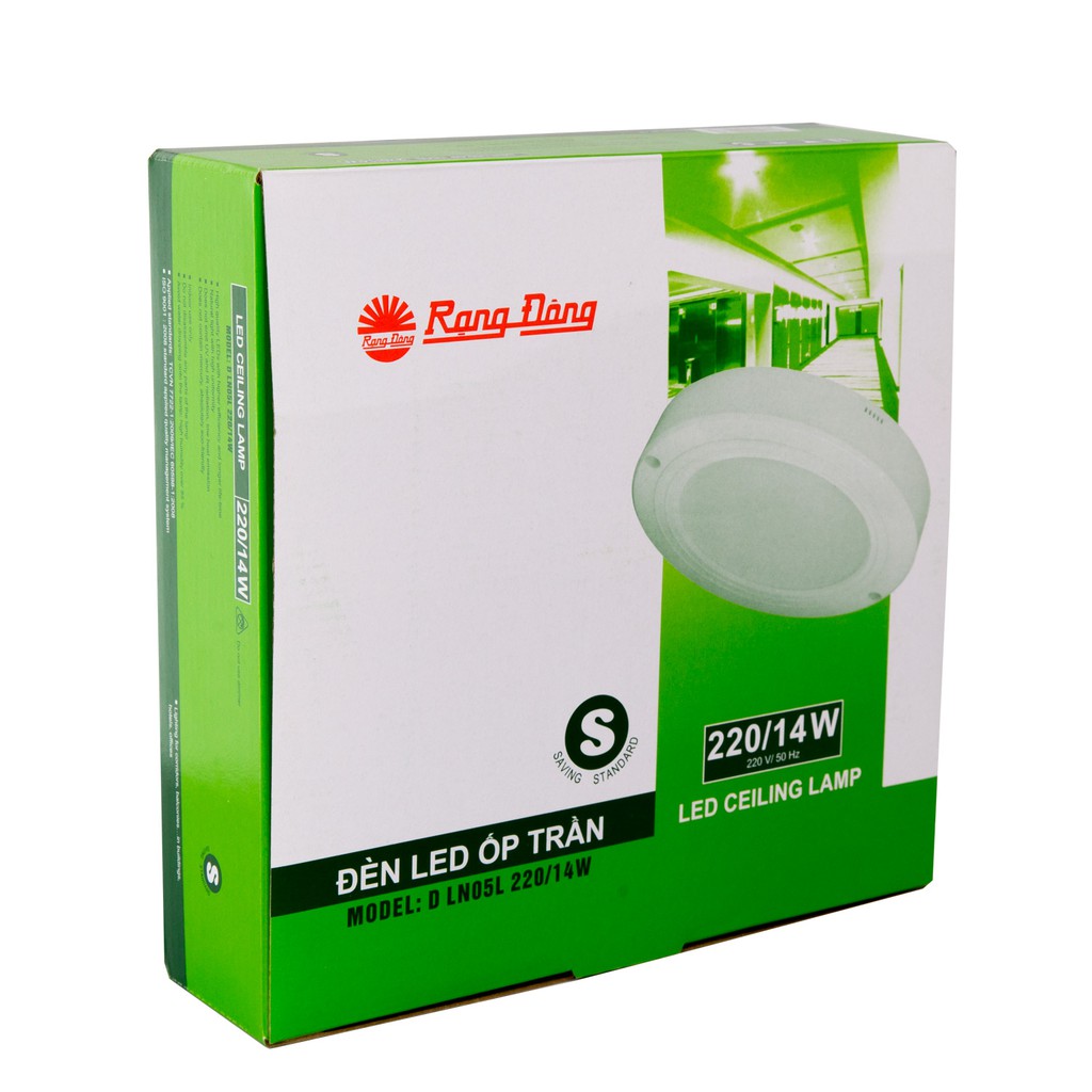 Đèn LED Ốp trần 9W,14W Rạng Đông dáng tròn, phi 160, 220 siêu sáng, tiết kiệm điện, Model:LN05
