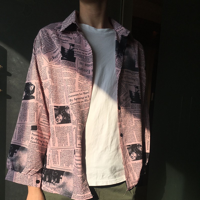 Áo sơ mi nữ tay dài in hình báo | BigBuy360 - bigbuy360.vn