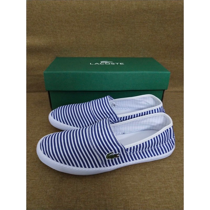 giày lười vải nam đế bệt thêu logo nhỏ lacoste