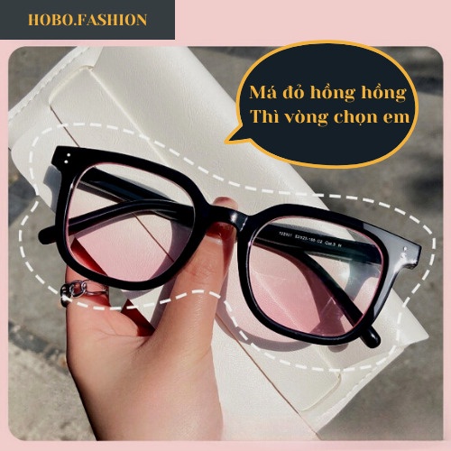 Kính Mát Thời Trang HOBO Mắt Kính Mát Nữ, Tròng Kính Trong Suốt Ửng Hồng Siêu Xinh, Thiết Kế Nhẹ Nhàng Chống Tia UV