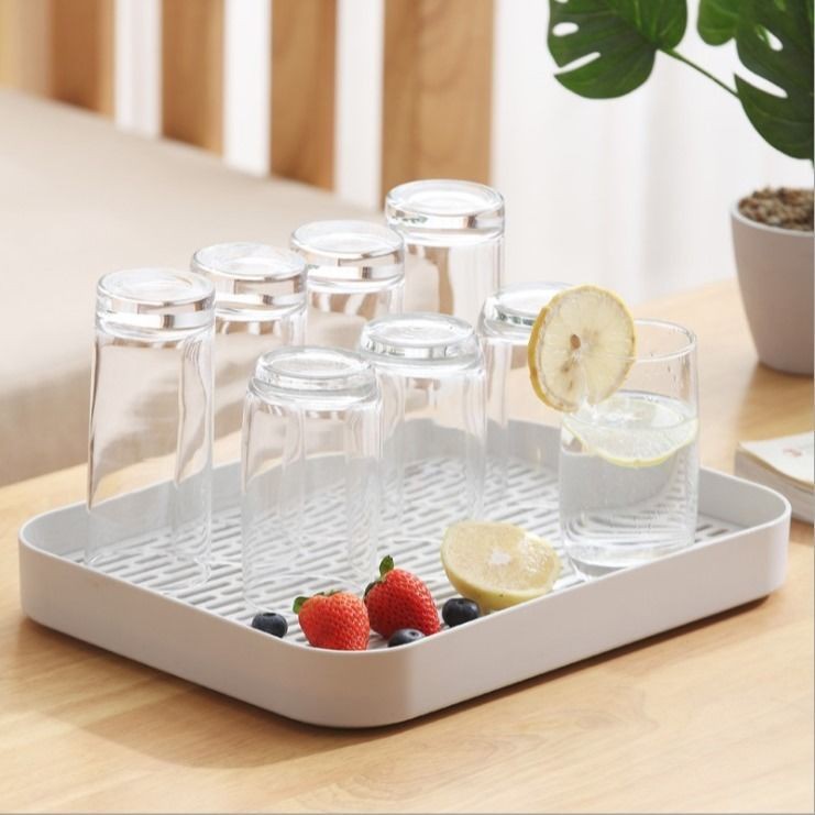 Khay đựng nước tách trà hình chữ nhật cho cốc, hai lớp giá úp cốc dày, nước, thoát
