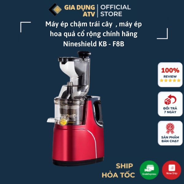 Máy ép chậm trái cây  , máy ép hoa quả cổ rộng chính hãng Nineshield KB - F8B vắt kiệt bã đến 98% (bảo hành 6 tháng)