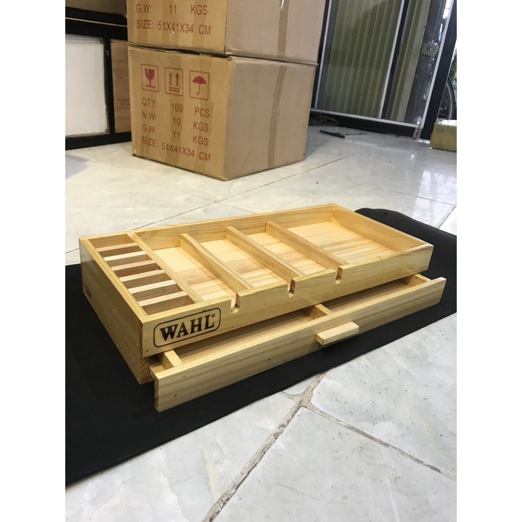 khay gỗ đựng tông đơ