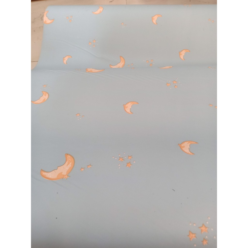 Decal giấy dán tường trăng xanh loại dày khổ 60cm keo sẵn