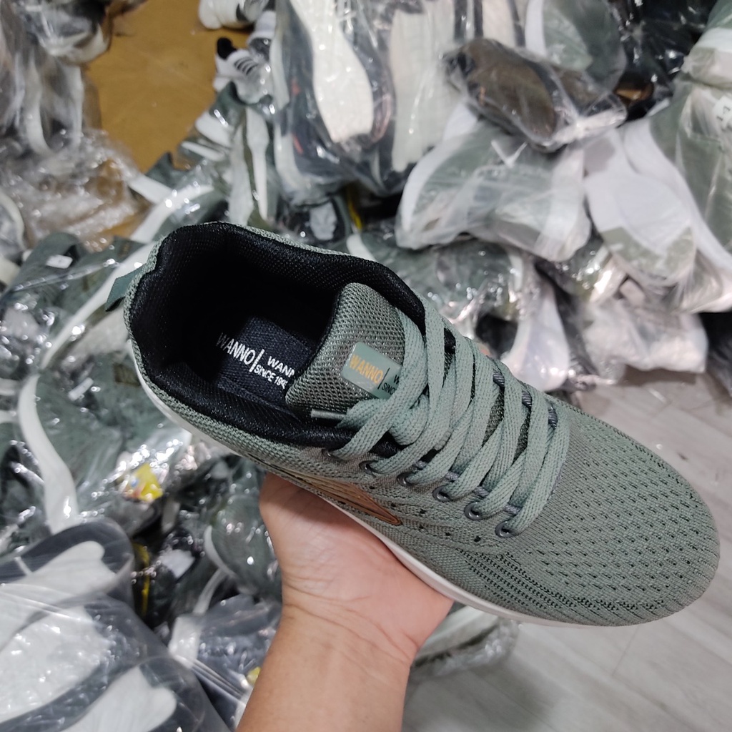 (BẢO HÀNH 1 NĂM) Giày thể thao sneaker nam cao cấp Wanno xám viền chữ cam
