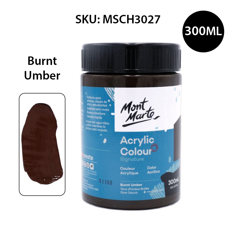 Màu Acrylic Mont Marte 300ml - Burnt Umber - Acrylic Colour Paint Signature 300ml (10.1oz) - MSCH3027