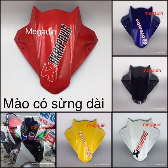 Ốp đầu mào (mão) có sừng dài kiểu chó sói lắp Wave , Sirius , Exciter, Winner