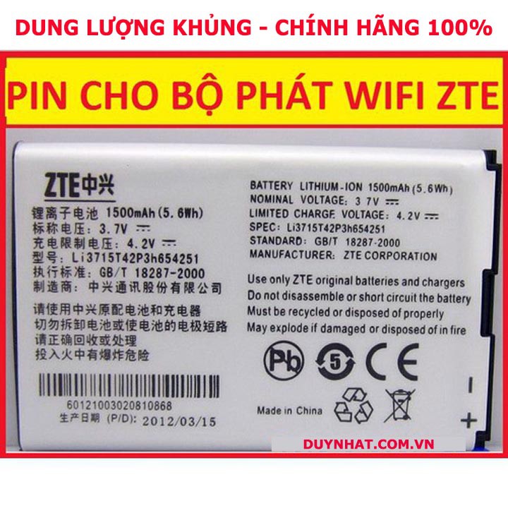 (HÀNG LOẠI 1) PIN MÁY PHÁT WIFI DI ĐỘNG 3G 4G ZTE | BigBuy360 - bigbuy360.vn