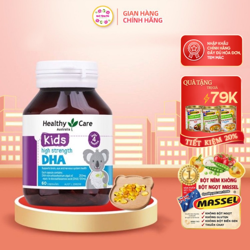 Viên bổ sung DHA cho bé Healthy Care Kid’s High Strength DHA 60 viên - QT002