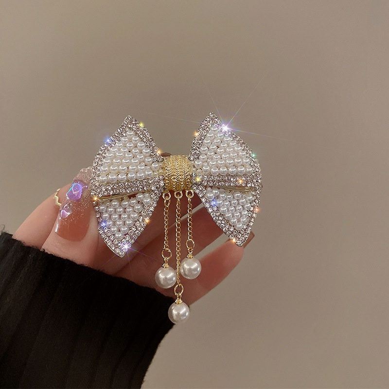 Kẹp tóc kim cương ngọc trai thời trang cao cấp hàn quốc phụ kiện nơ trang nhã Kẹp tóc nữ