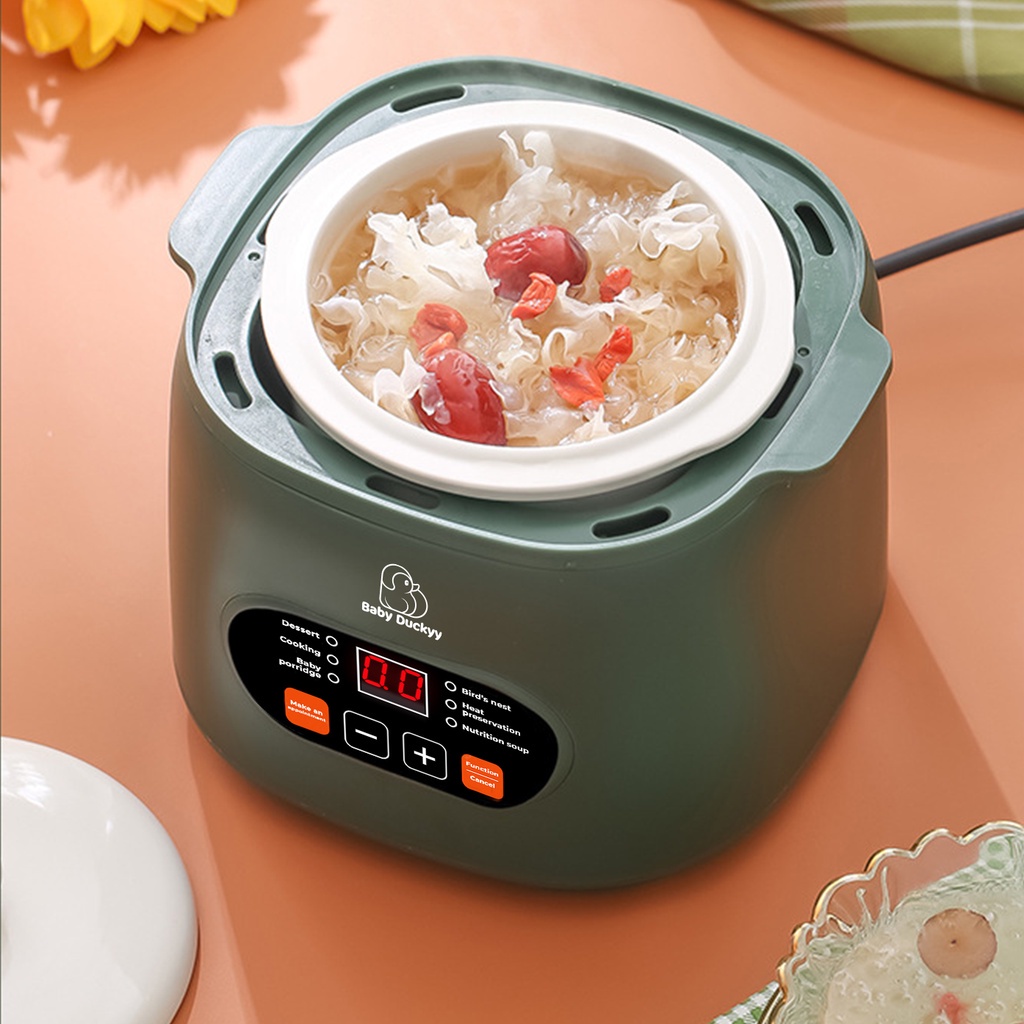 Nồi Nấu Cháo Chậm Cho Bé Baby Duckyy, Hầm Cháo Chậm, Ninh Đa Năng Cho Bé_Baby Duckyy KALI 001 0.8L_Kèm Lồng Hấp BH