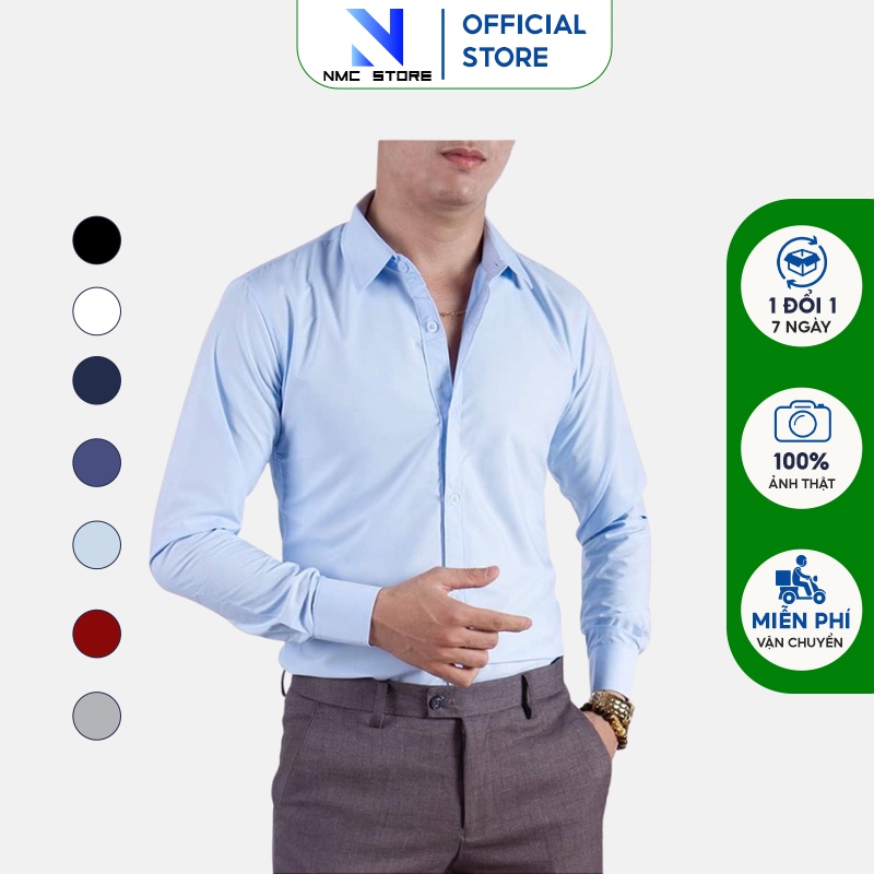 Áo Sơ Mi Nam Dài Tay NMC Dáng Công Sở Chất Lụa Cao Cấp