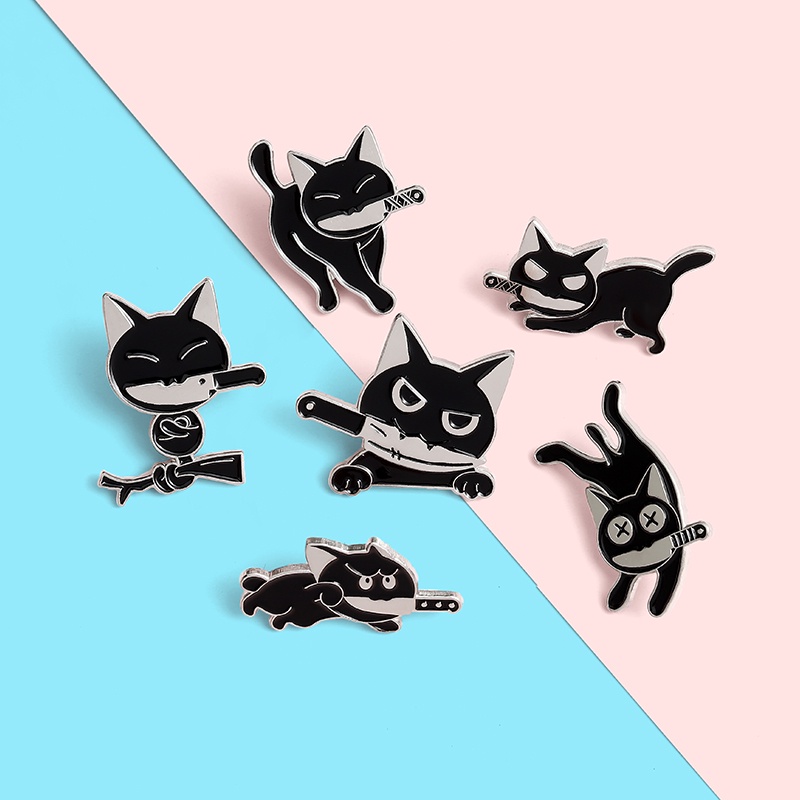 Ghim cài áo hình chú mèo hoạt hình đáng yêu