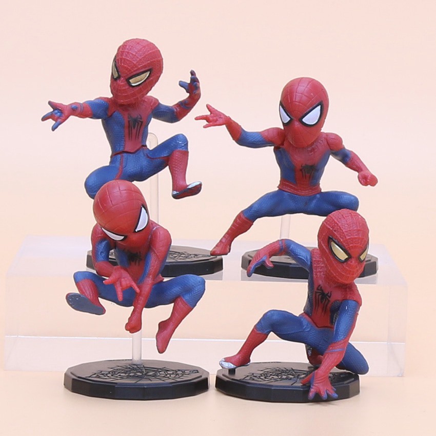 Set 4 Mô Hình Nhân Vật Siêu Anh Hùng Spiderman Figure người nhện Đồ chơi mô hình hình
