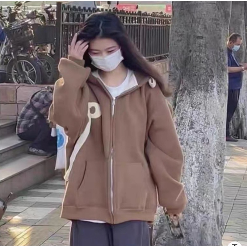 Áo Khoác Hoodie Nam Nữ Unisex Chữ C Oversize Phong Cách Ulzzang