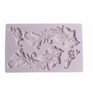 Khuôn Silicone Hoa Nổi 4D Lá Uốn Éo