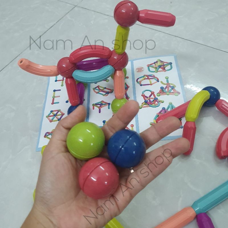 Đồ chơi xếp hình lắp ghép nam châm bi- 42 chi tiết
