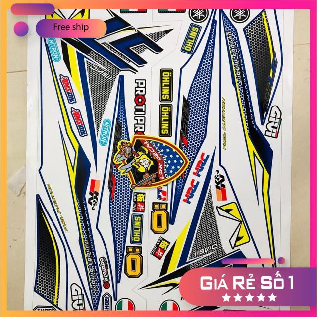 ( Quí khách vui lòng mang ra tiệm cho thợ dán ) xe Exciter 2011 trắng xanh Lc tổ ong