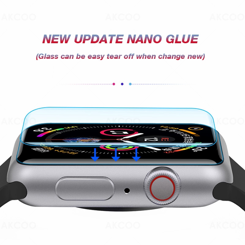 Miếng dán cường lực cho Apple Watch 1 2 3 4 Series 3D UV 38 42 40 44mm