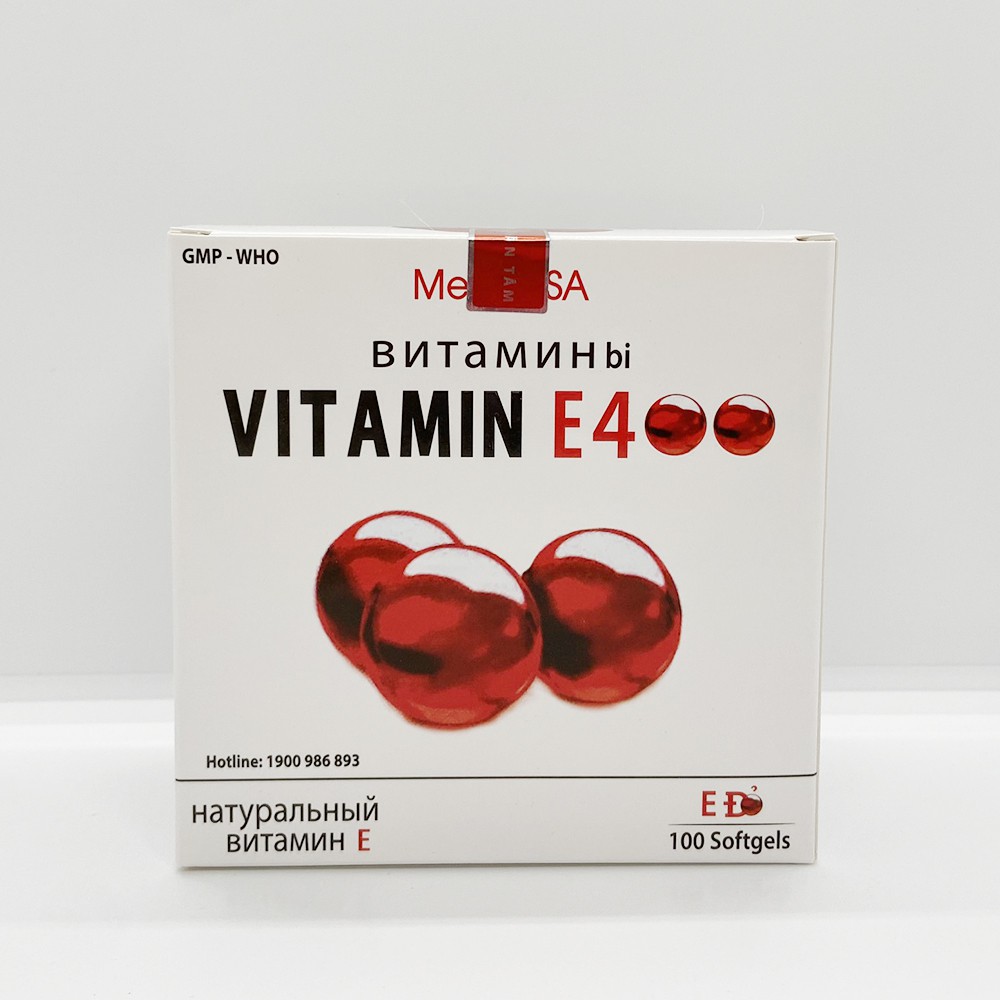 Viên uống đẹp da Vitamin E400 E Đỏ 4000mcg, Aloe vera 500mg - Hộp 100 viên | Thế Giới Skin Care