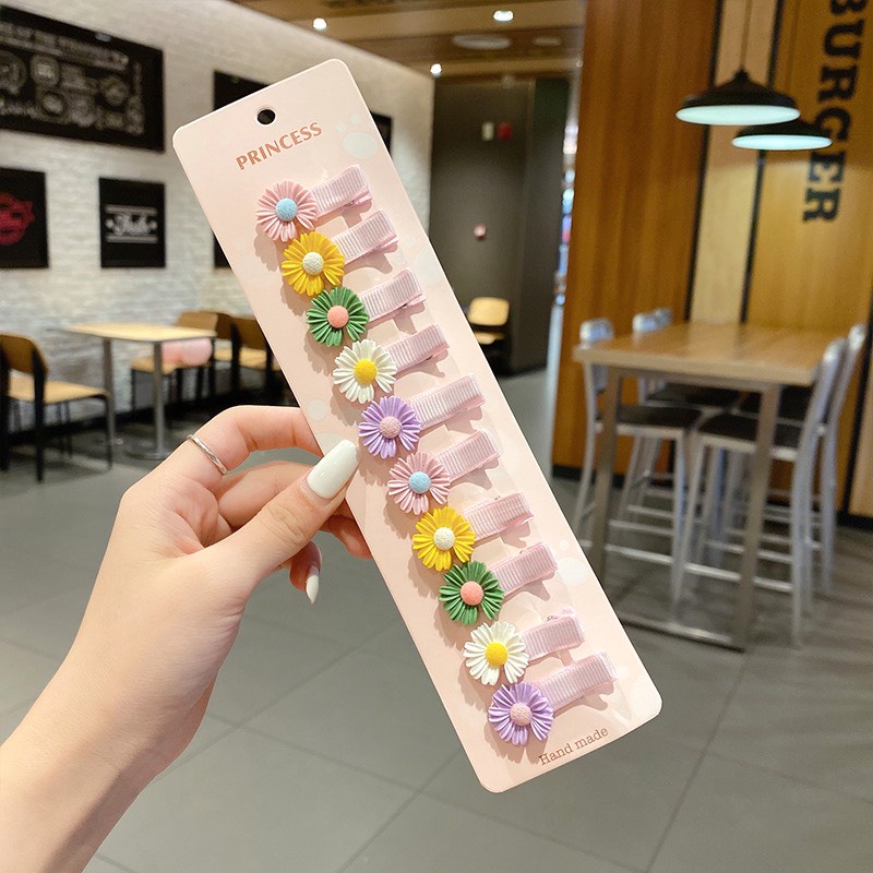 Vỉ 10 kẹp hoạt hình cho bé gái kiểu kẹp mỏ vịt 4014