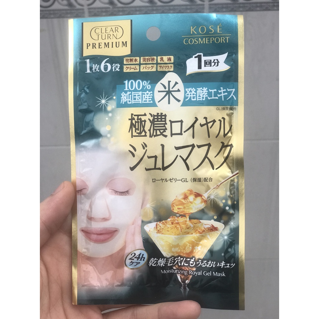 Mặt Nạ Kose Cosmeport Clear Turn Premium Royal Jelly Mask Collagen / Hộp 4 cái / Hàng Nội Địa Nhật