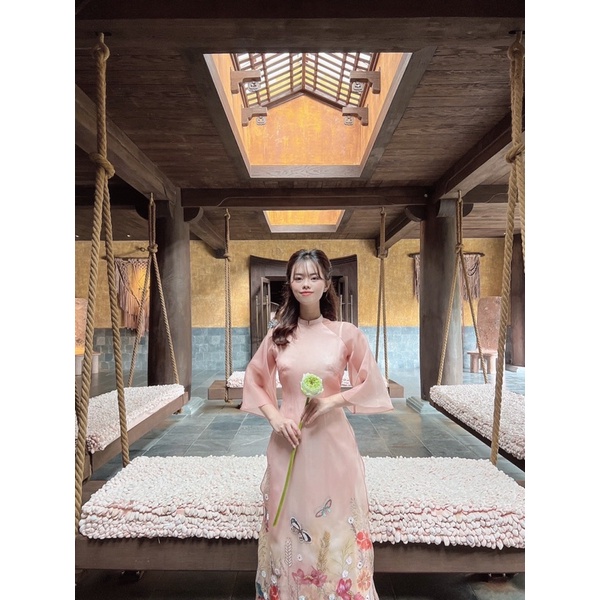 Áo dài cách tân 4 tà Xuân Hoa tay lửng chất tơ lụa cao cấp, áo dài truyền thống đẹp sang trọng ( kèm quần(