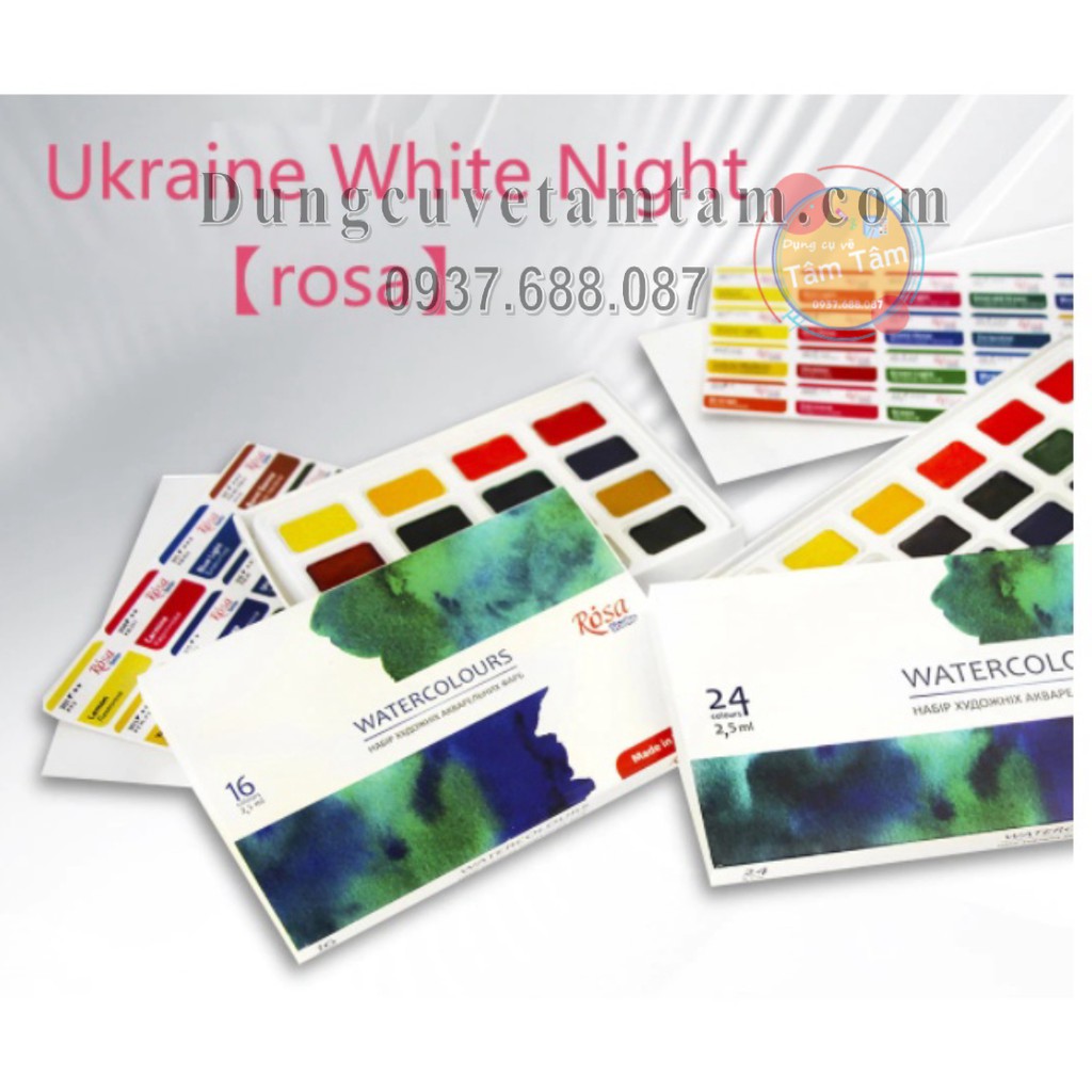 [ TÂM TÂM ]-Màu nước Rosa Studio 24 màu/Watercolours ROSA Studio set 24