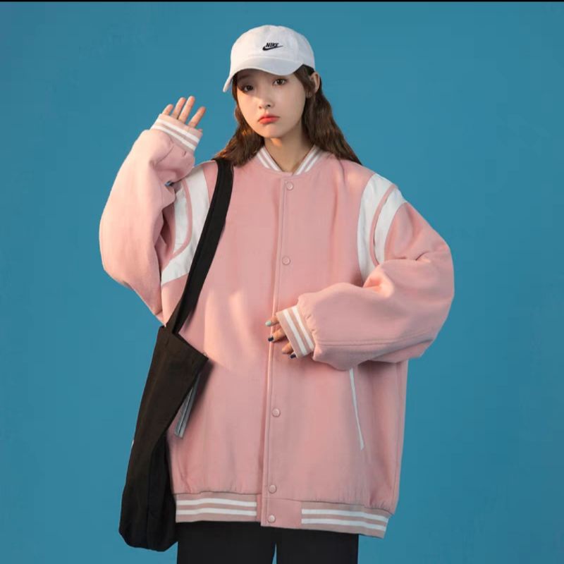 Áo Bomber Teddy Phối Vai Trắng ❤️ Áo Khoác Nỉ Dày Dặn Dáng Rộng Nam Nữ