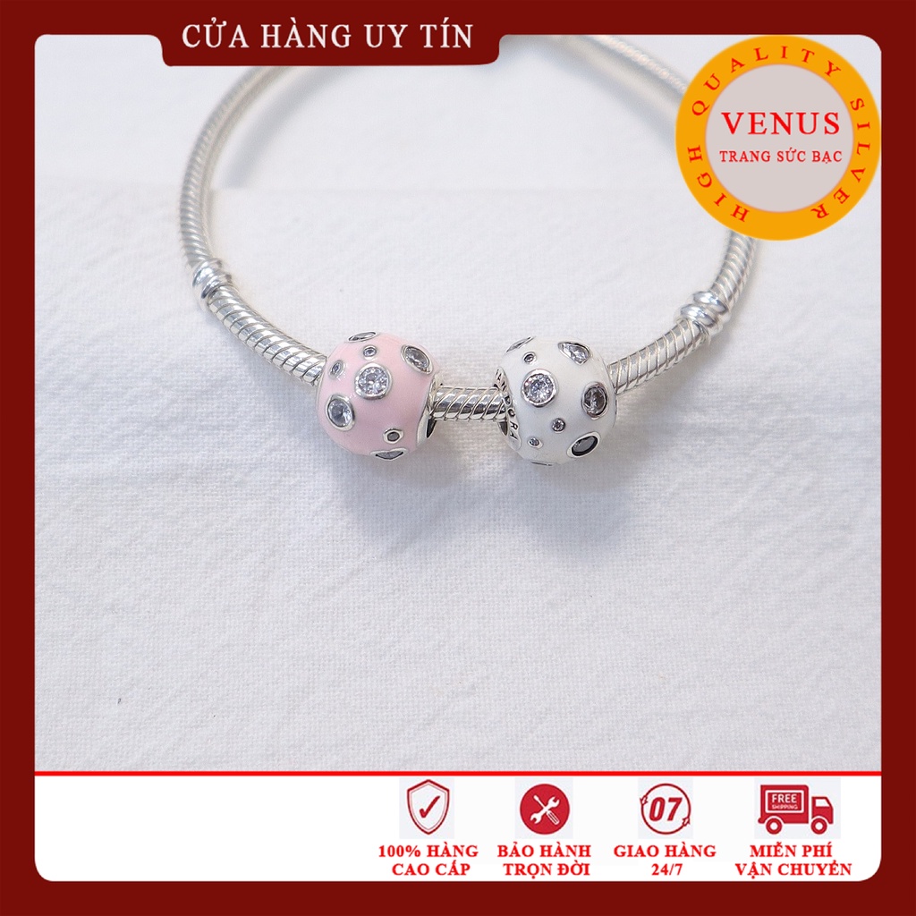 [Charm bạc 925 cao cấp] Charm cầu sơn hồng, trắng- Mã sản phẩm VENUS187